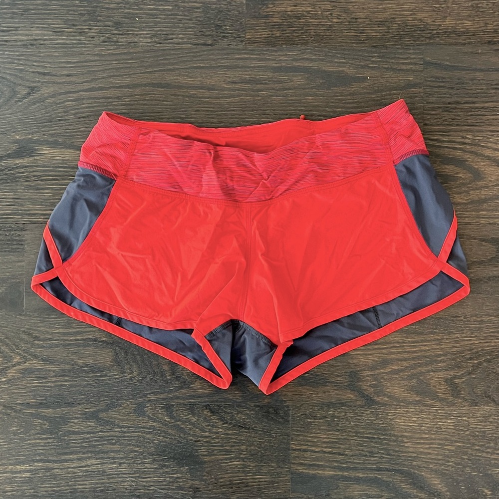 Women’s Lululemon Red Gray Running shorts
